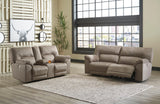 Cavalcade Slate Power Reclining Sofa and Loveseat by Ashley at Eve Furniture