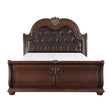 Cavalier Dark Cherry California King Upholstered Sleigh Bed by Homelegance at Eve Furniture