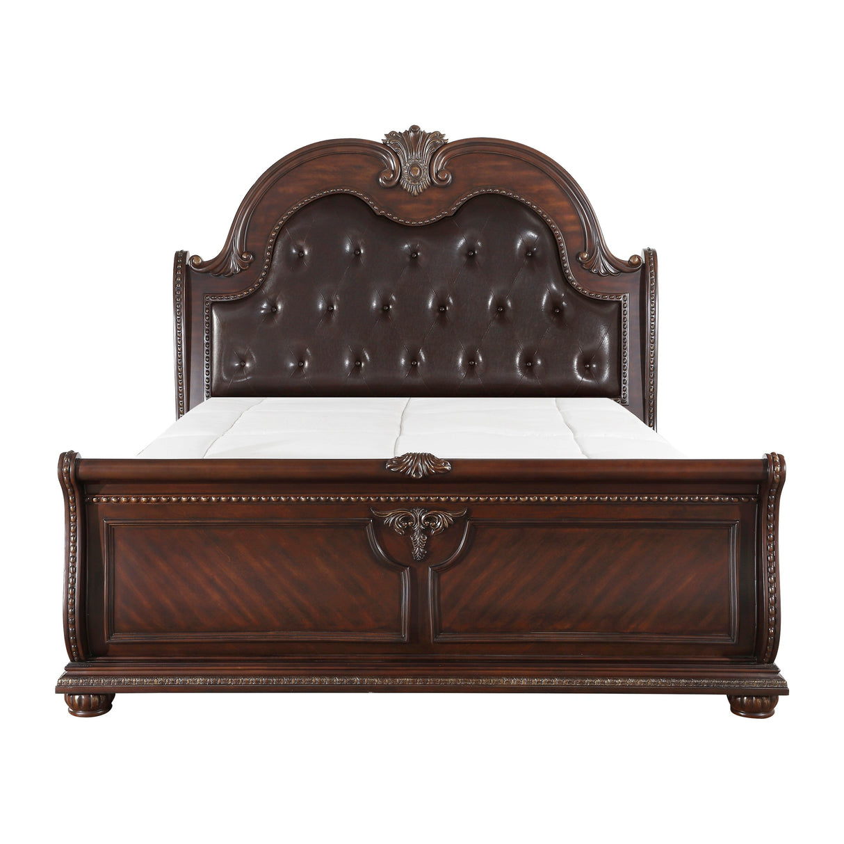 Cavalier Dark Cherry California King Upholstered Sleigh Bed by Homelegance at Eve Furniture