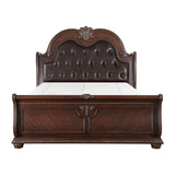 Cavalier Dark Cherry California King Upholstered Sleigh Bed by Homelegance at Eve Furniture