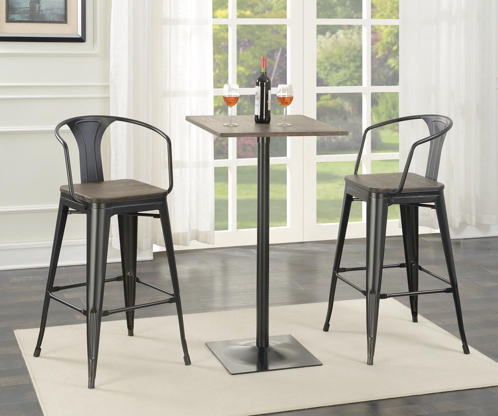 Cavalier Dark Elm/Matte Black Square Bar Table by Coaster at Eve Furniture