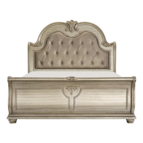 Cavalier Silver California King Upholstered Sleigh Bed by Homelegance at Eve Furniture