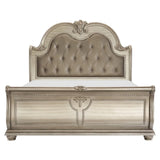 Cavalier Silver King Upholstered Sleigh Bed by Homelegance at Eve Furniture