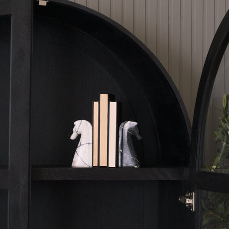 Cavalli Black and White Marble Horse Bookends by Mercana at Eve Furniture