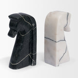 Cavalli Black and White Marble Horse Bookends by Mercana at Eve Furniture
