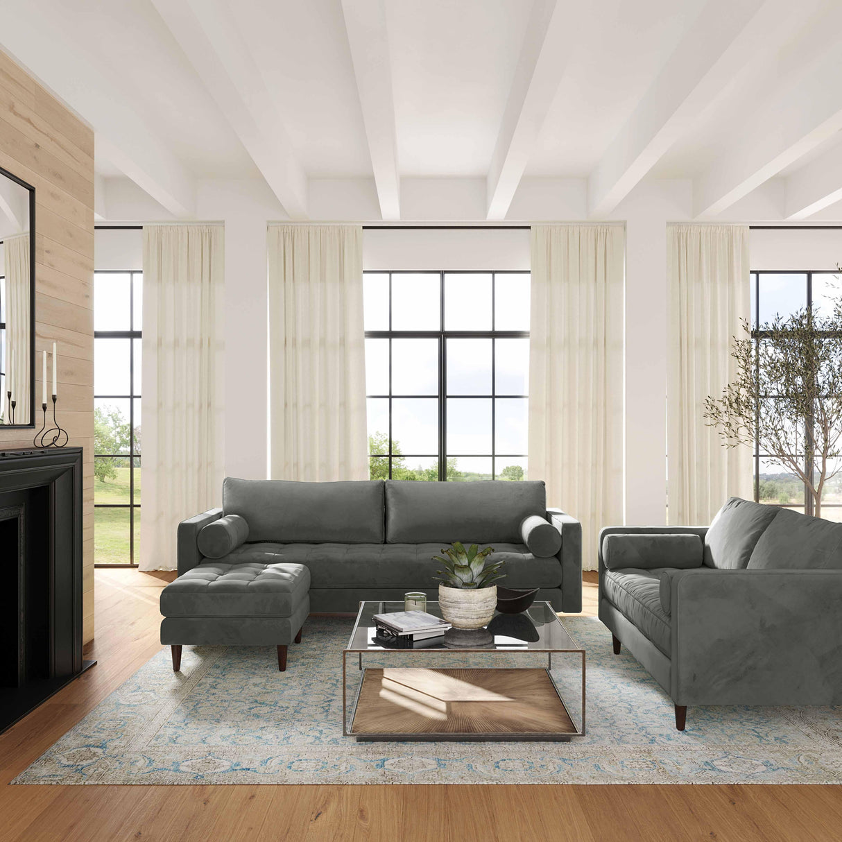 Cave Velvet Sectional by TOV Furniture at Eve Furniture