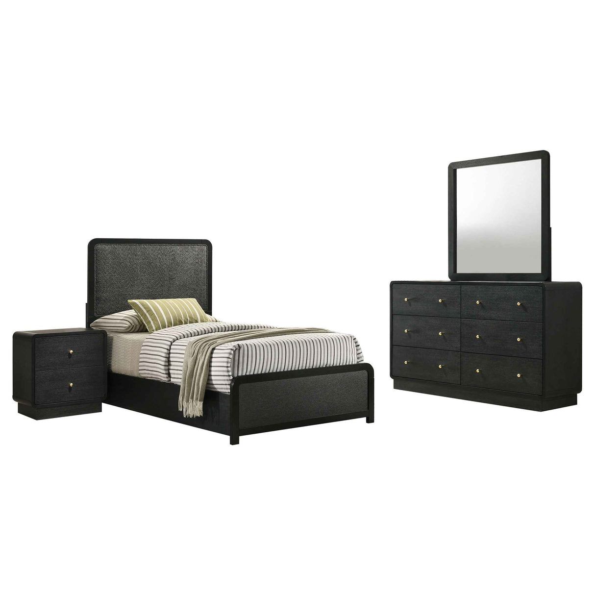 Cavelle Black 4-piece Twin Bedroom Set by Coaster at Eve Furniture