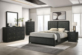 Cavelle Black 47-inch Upholstered Eastern King Bed by Coaster at Eve Furniture