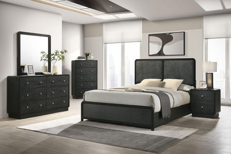 Cavelle Black 47-inch Upholstered Eastern King Bed by Coaster at Eve Furniture