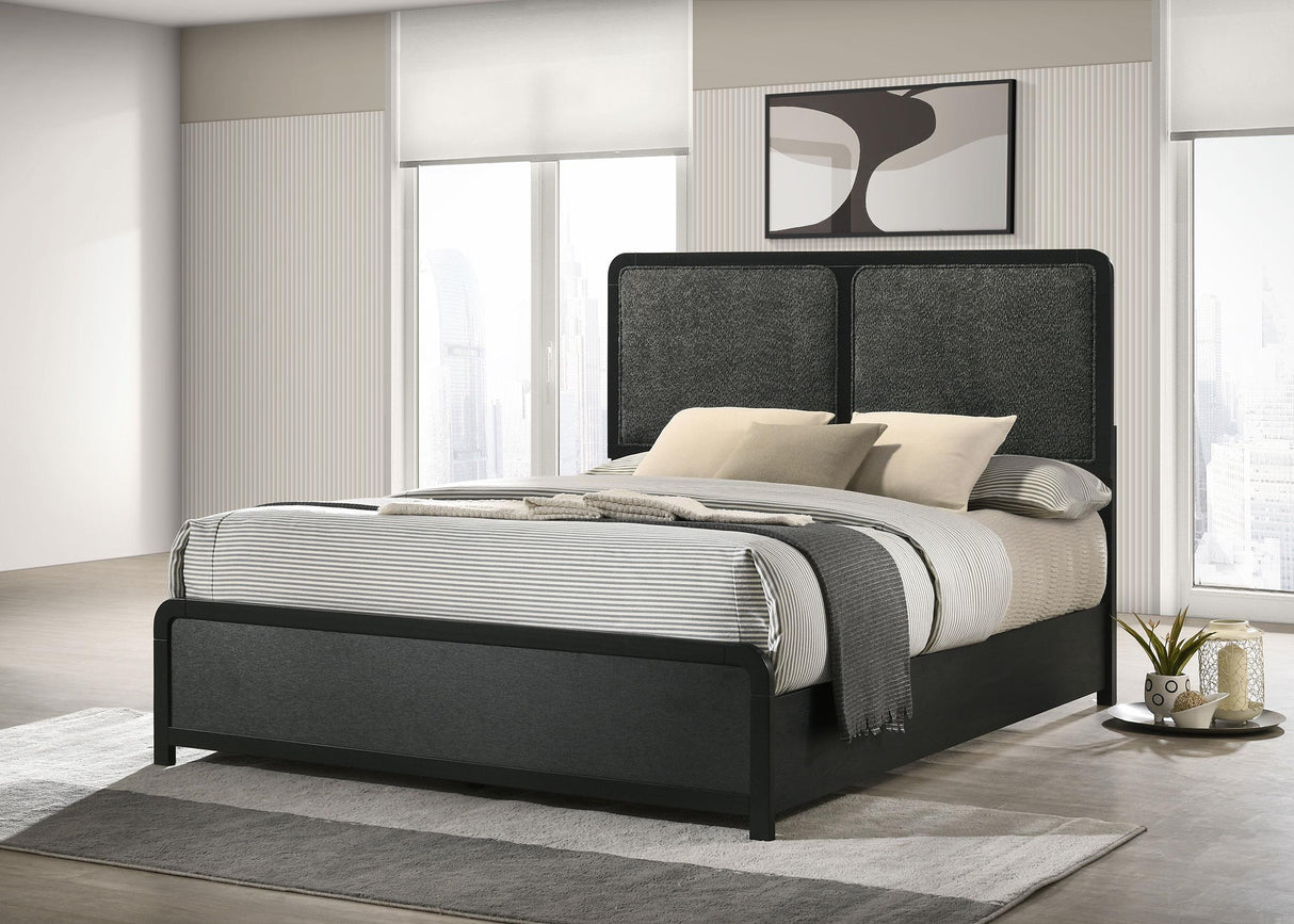 Cavelle Black 47-inch Upholstered Eastern King Bed by Coaster at Eve Furniture