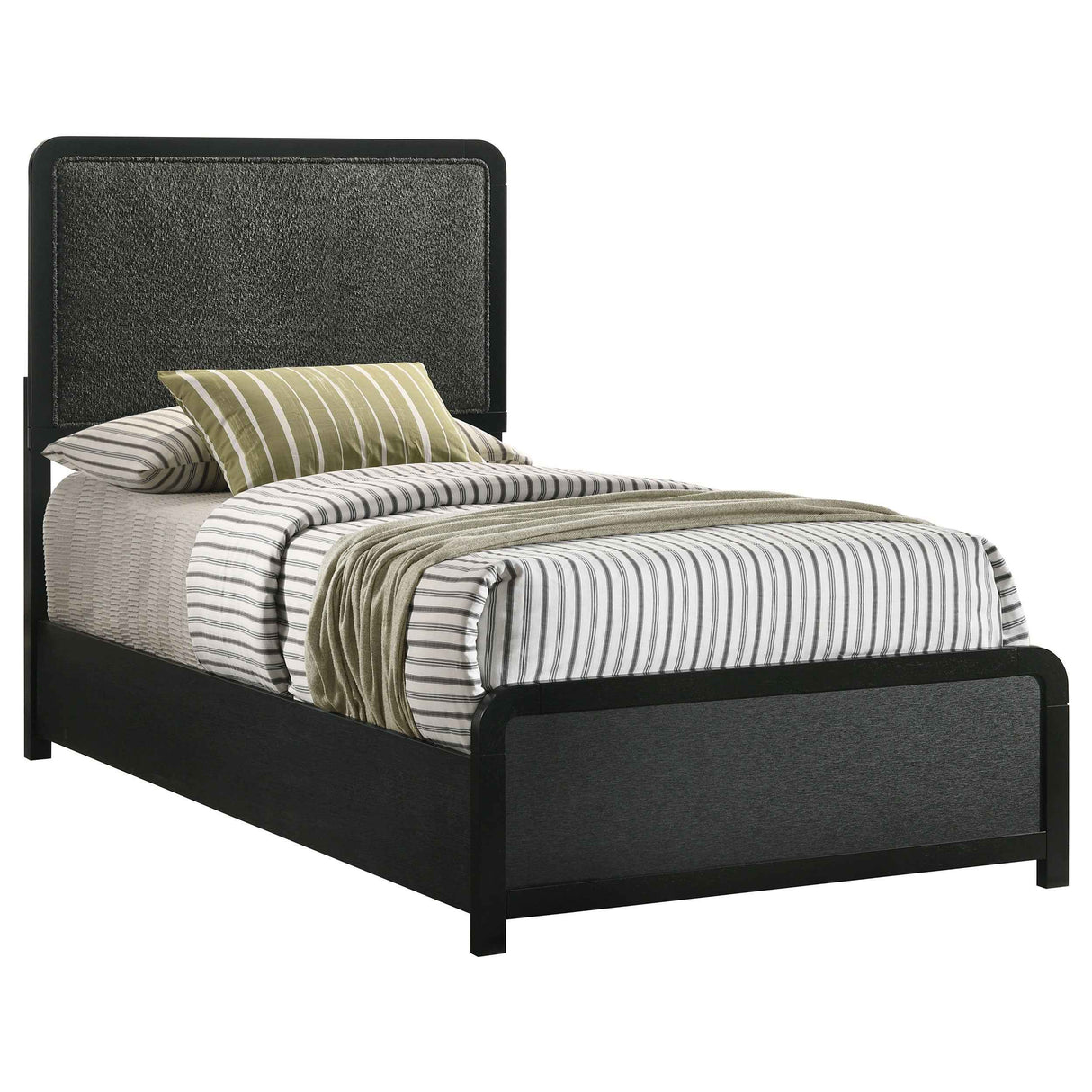 Cavelle Black 51-inch Upholstered Twin Panel Bed by Coaster at Eve Furniture