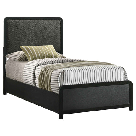 Cavelle Black 51-inch Upholstered Twin Panel Bed by Coaster at Eve Furniture
