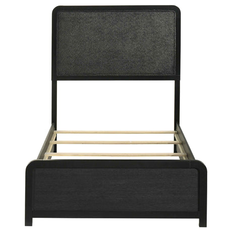 Cavelle Black 51-inch Upholstered Twin Panel Bed by Coaster at Eve Furniture
