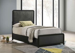Cavelle Black 51-inch Upholstered Twin Panel Bed by Coaster at Eve Furniture