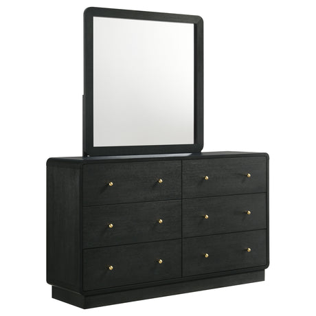 Cavelle Black 6-drawer Dresser and Mirror by Coaster at Eve Furniture