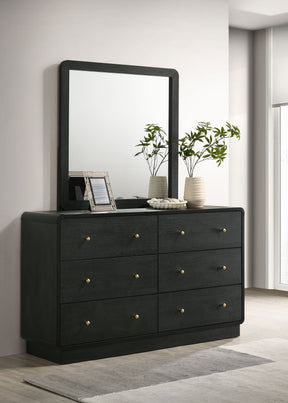 Cavelle Black 6-drawer Dresser and Mirror by Coaster at Eve Furniture