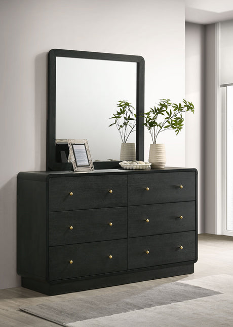 Cavelle Black 6-drawer Dresser and Mirror by Coaster at Eve Furniture