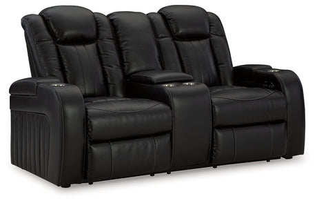 Caveman Den Midnight Dual Power Reclining Loveseat by Ashley at Eve Furniture