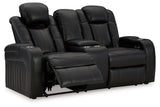 Caveman Den Midnight Dual Power Reclining Loveseat by Ashley at Eve Furniture