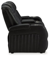 Caveman Den Midnight Dual Power Reclining Loveseat by Ashley at Eve Furniture