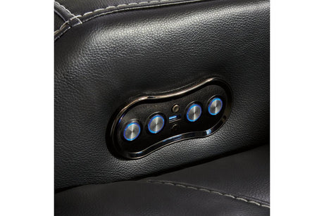 Caveman Den Midnight Dual Power Reclining Sofa and Loveseat by Ashley at Eve Furniture