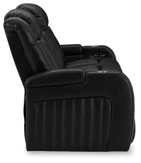 Caveman Den Midnight Dual Power Reclining Sofa by Ashley at Eve Furniture
