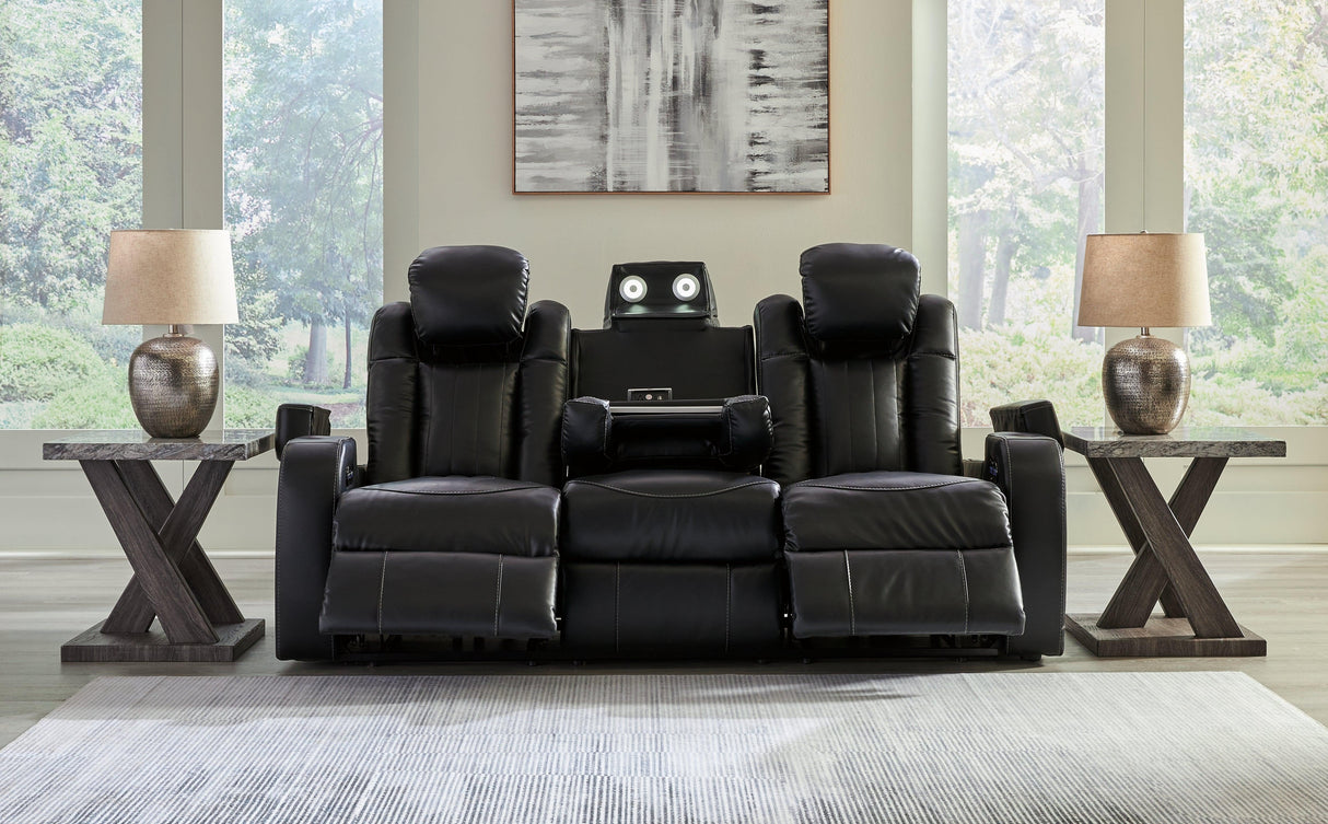 Caveman Den Midnight Dual Power Reclining Sofa by Ashley at Eve Furniture