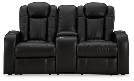 Caveman Den Midnight Dual Power Reclining Loveseat by Ashley at Eve Furniture