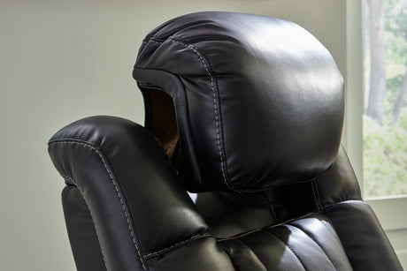 Caveman Den Midnight Dual Power Reclining Loveseat by Ashley at Eve Furniture