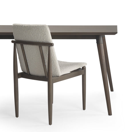 Cavett Cream Boucle Upholstered Seat W/Dark Brown Wood Frame Dining Chair, Set of 2 by Mercana at Eve Furniture