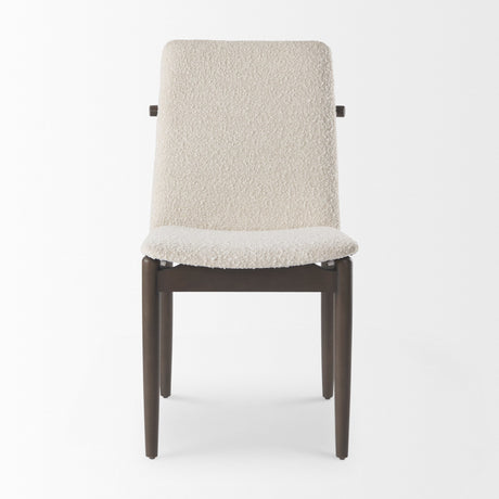Cavett Cream Boucle Upholstered Seat W/Dark Brown Wood Frame Dining Chair, Set of 2 by Mercana at Eve Furniture
