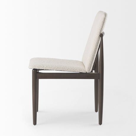Cavett Cream Boucle Upholstered Seat W/Dark Brown Wood Frame Dining Chair, Set of 2 by Mercana at Eve Furniture