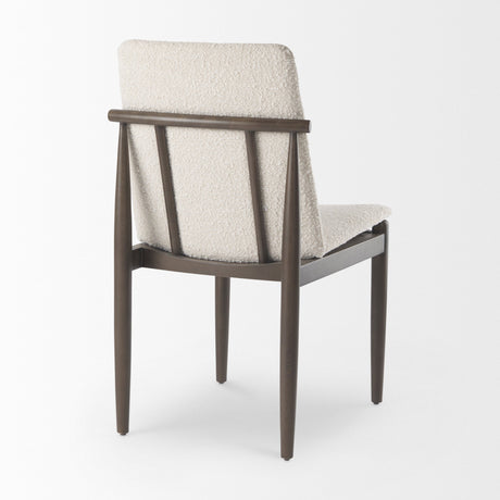 Cavett Cream Boucle Upholstered Seat W/Dark Brown Wood Frame Dining Chair, Set of 2 by Mercana at Eve Furniture