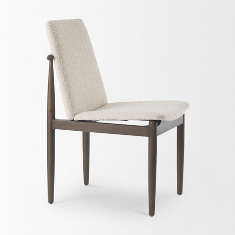 Cavett Cream Boucle Upholstered Seat W/Dark Brown Wood Frame Dining Chair, Set of 2 by Mercana at Eve Furniture