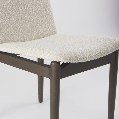 Cavett Cream Boucle Upholstered Seat W/Dark Brown Wood Frame Dining Chair, Set of 2 by Mercana at Eve Furniture