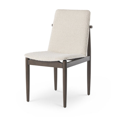 Cavett Cream Boucle Upholstered Seat W/Dark Brown Wood Frame Dining Chair, Set of 2 by Mercana at Eve Furniture