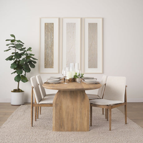 Cavett Cream Boucle Upholstered Seat W/Light Brown Wood Frame Dining Chair, Set of 2 by Mercana at Eve Furniture