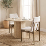 Cavett Cream Boucle Upholstered Seat W/Light Brown Wood Frame Dining Chair, Set of 2 by Mercana at Eve Furniture