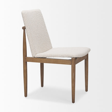 Cavett Cream Boucle Upholstered Seat W/Light Brown Wood Frame Dining Chair, Set of 2 by Mercana at Eve Furniture