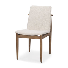 Cavett Cream Boucle Upholstered Seat W/Light Brown Wood Frame Dining Chair, Set of 2 by Mercana at Eve Furniture