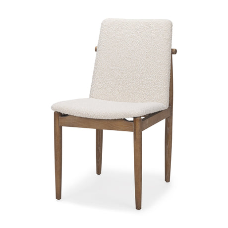 Cavett Cream Boucle Upholstered Seat W/Light Brown Wood Frame Dining Chair, Set of 2 by Mercana at Eve Furniture
