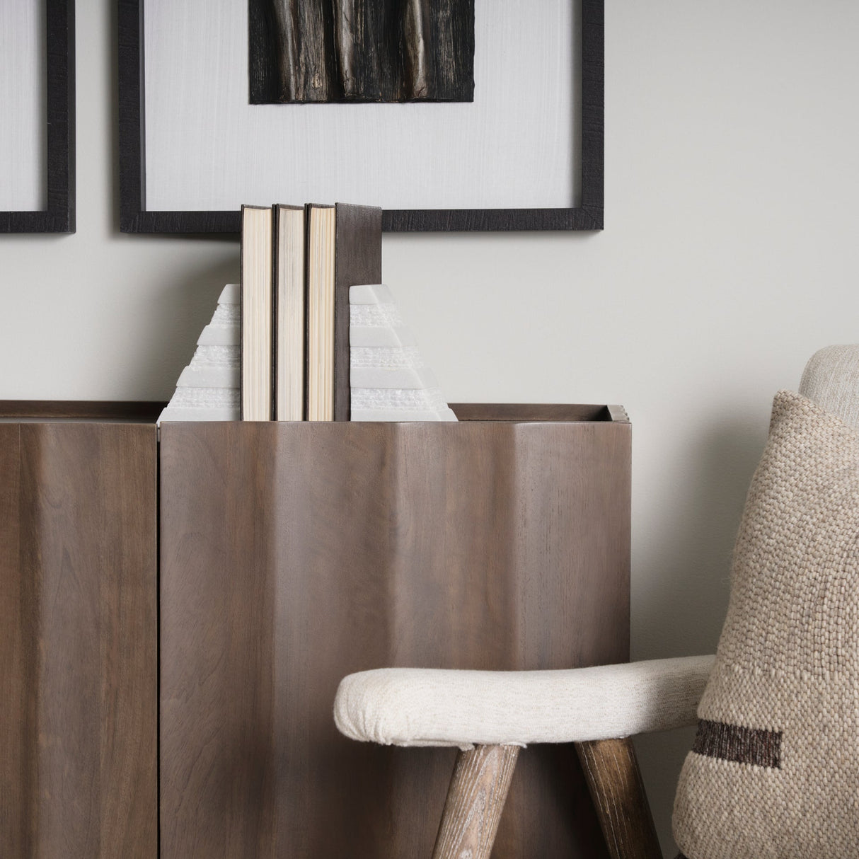 Cavetto White Marble Bookends w/rough carving S/2 by Mercana at Eve Furniture