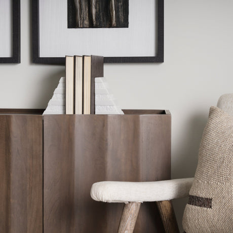 Cavetto White Marble Bookends w/rough carving S/2 by Mercana at Eve Furniture