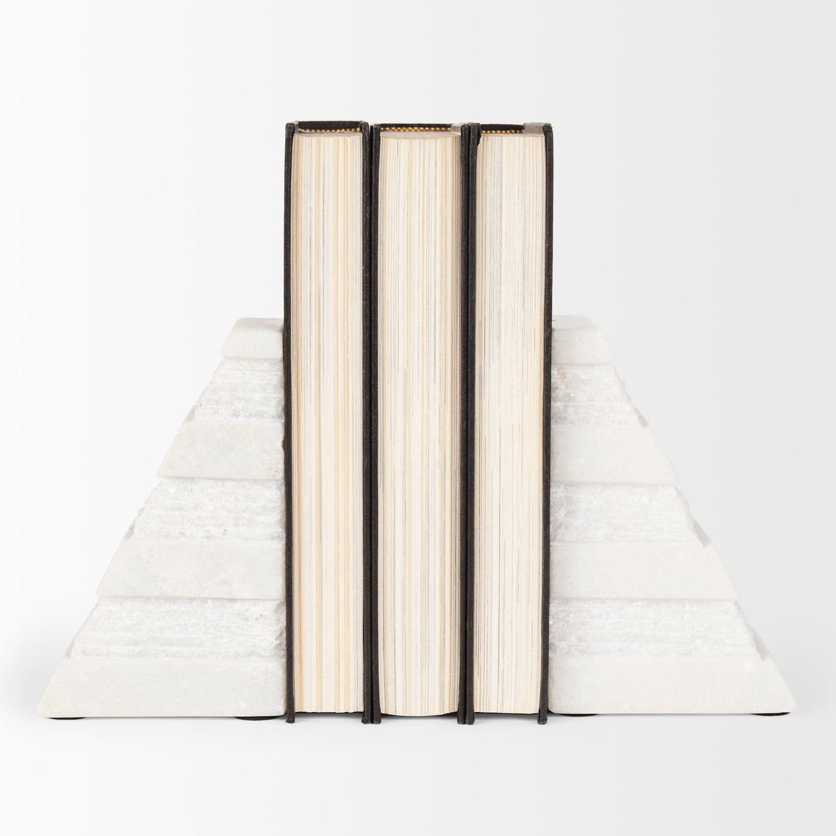 Cavetto White Marble Bookends w/rough carving S/2 by Mercana at Eve Furniture