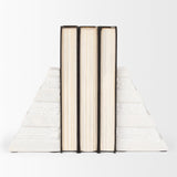 Cavetto White Marble Bookends w/rough carving S/2 by Mercana at Eve Furniture