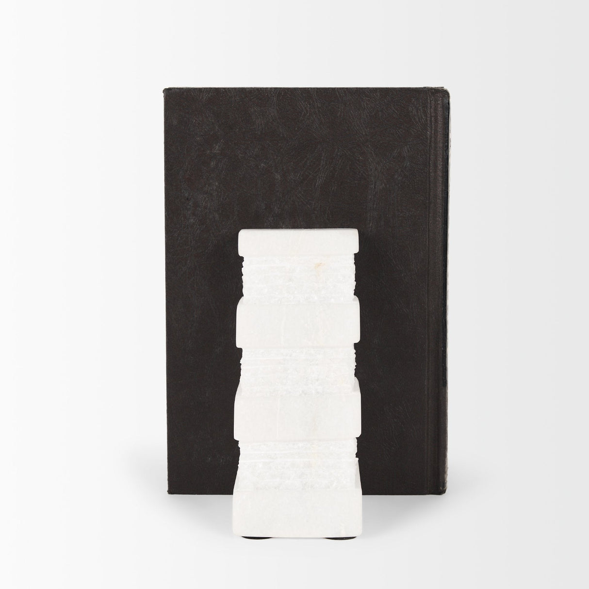 Cavetto White Marble Bookends w/rough carving S/2 by Mercana at Eve Furniture