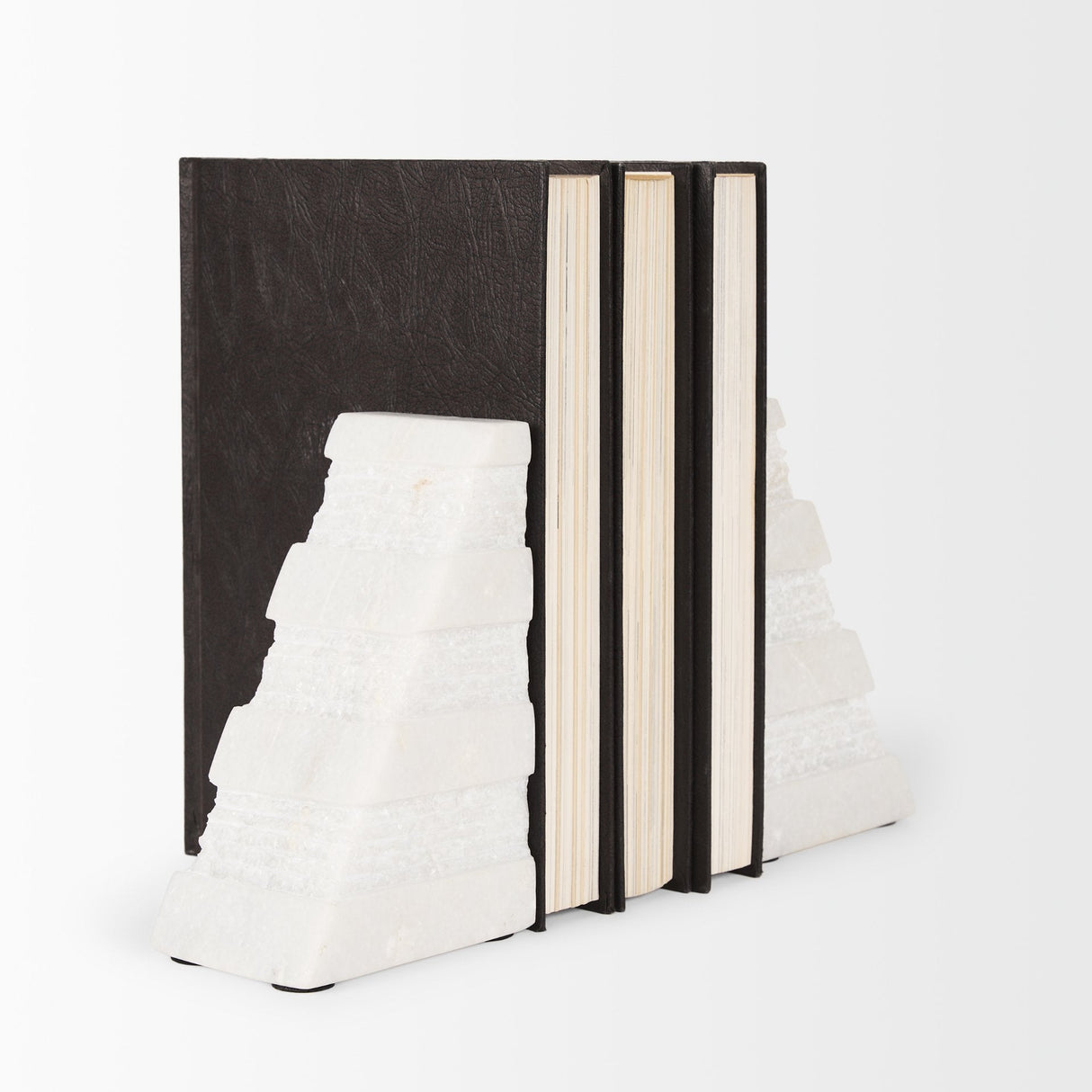 Cavetto White Marble Bookends w/rough carving S/2 by Mercana at Eve Furniture