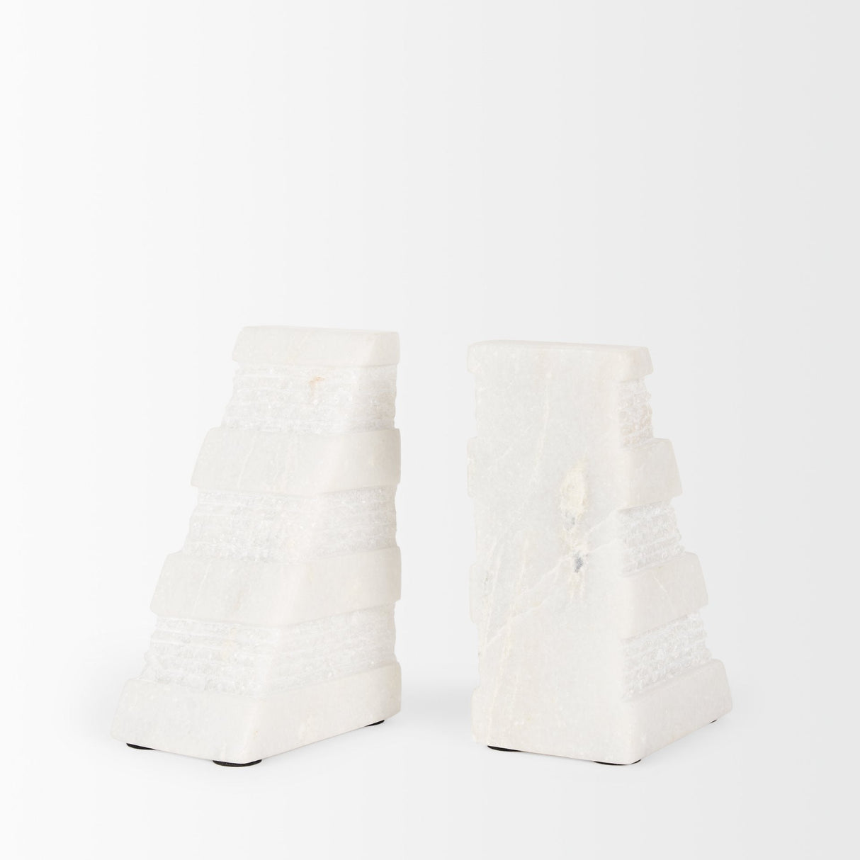 Cavetto White Marble Bookends w/rough carving S/2 by Mercana at Eve Furniture