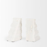 Cavetto White Marble Bookends w/rough carving S/2 by Mercana at Eve Furniture