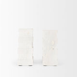 Cavetto White Marble Bookends w/rough carving S/2 by Mercana at Eve Furniture